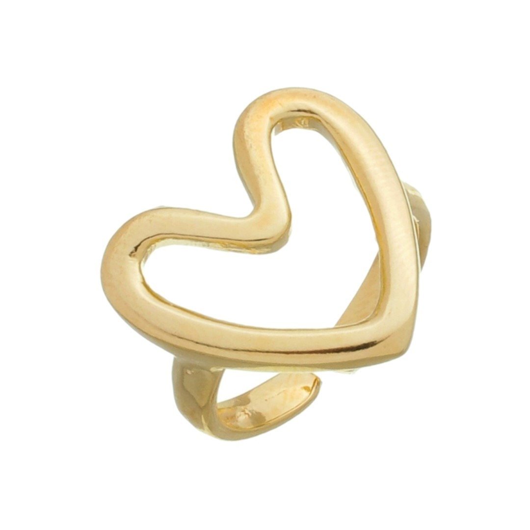 ANEL AJUSTÁVEL CORAÇÃO LILI FOLHEADO A OURO 18K
