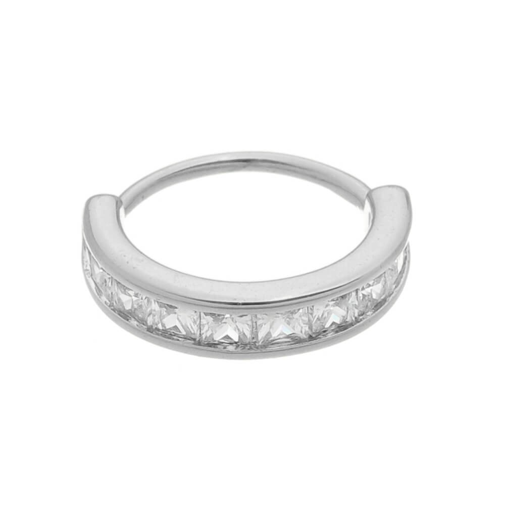 PIERCING DE FURO PIUKA ARGOLA TORÇÃO 8MM YOHANA ZIRCÔNIAS PRATA