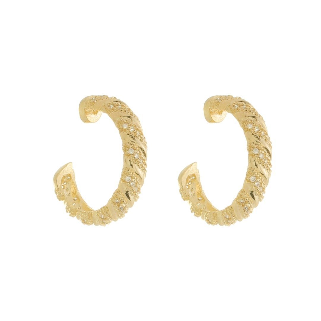 BRINCO DE ARGOLA MIA P ZIRCÔNIAS FOLHEADO A OURO 18K