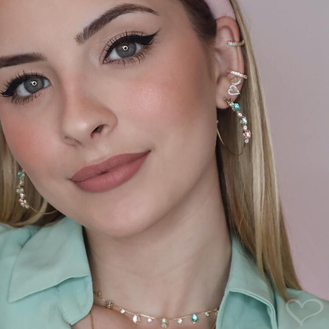 BRINCO DE CORAÇÃO SANA ZIRCÔNIA FOLHEADO A OURO 18K Dourado 4