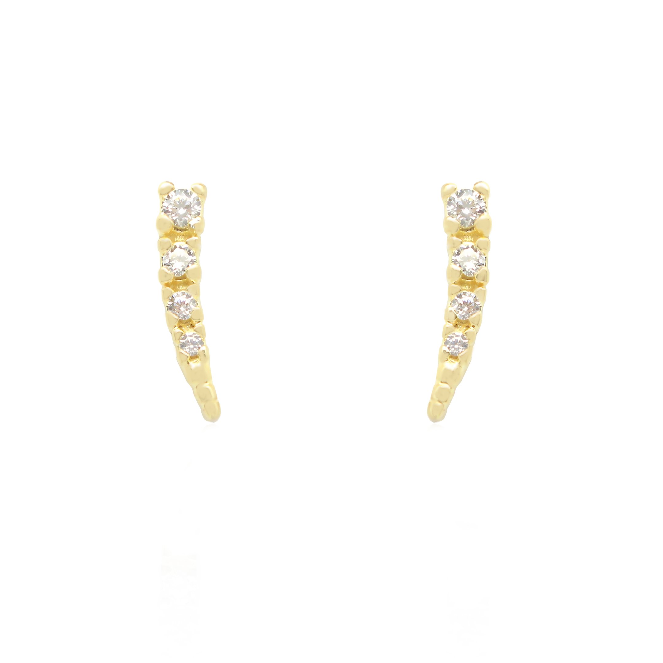BRINCO EAR CUFF MINI CECI ZIRCÔNIAS FOLHEADO A OURO 18K