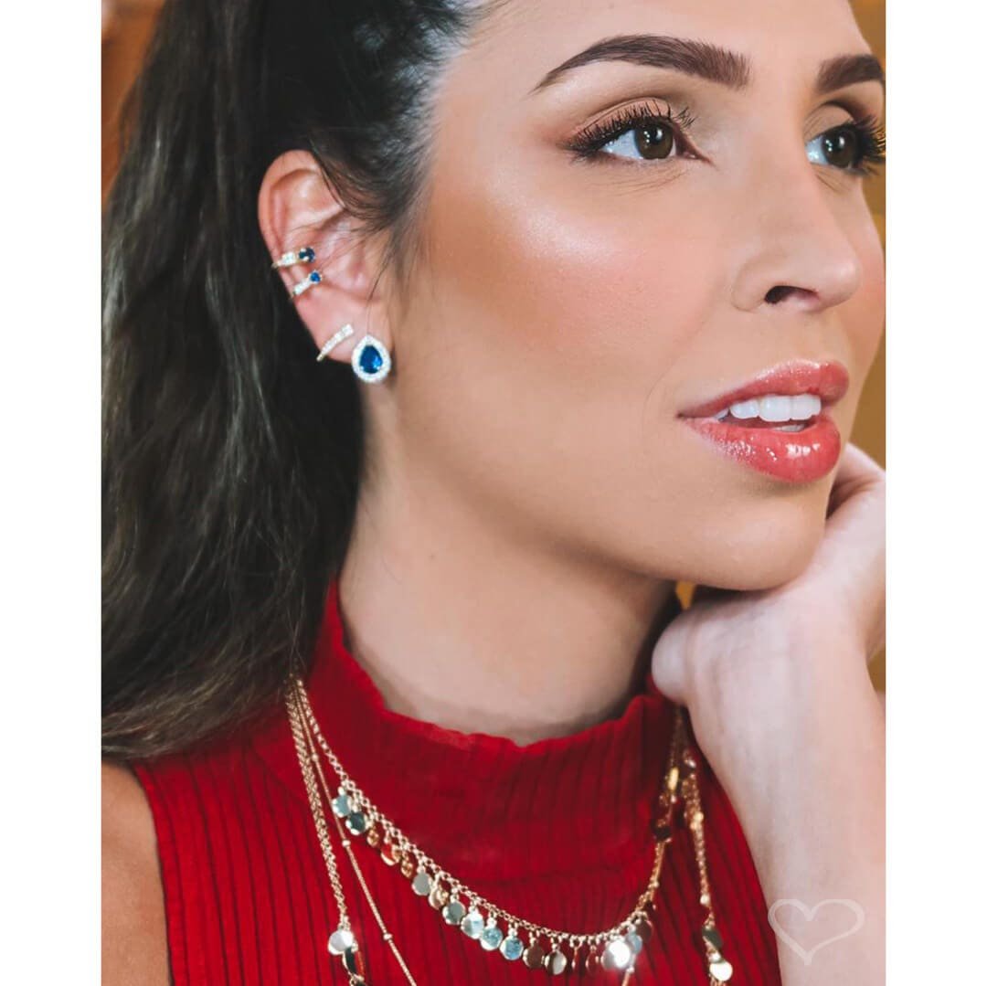 BRINCO EAR CUFF MINI CECI ZIRCÔNIAS FOLHEADO A OURO 18K Dourado 3