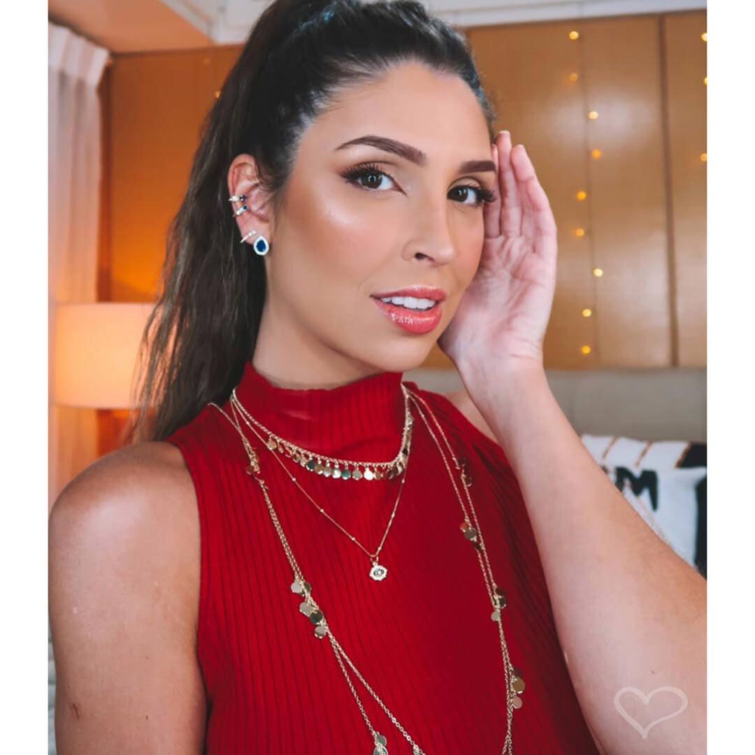 BRINCO EAR CUFF MINI CECI ZIRCÔNIAS FOLHEADO A OURO 18K Dourado 4