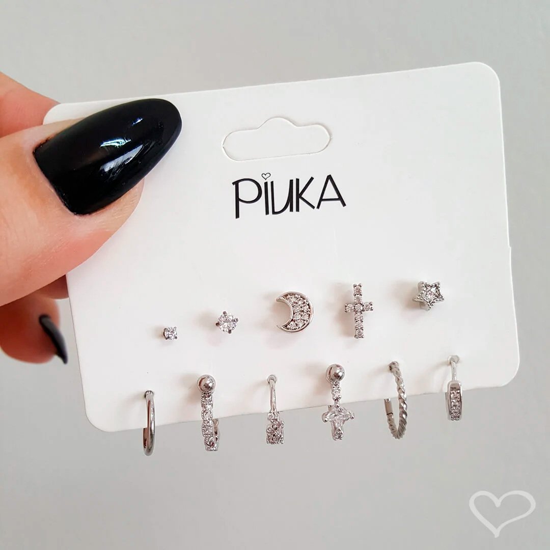 PIERCING DE FURO PIUKA NAYA ARGOLA SEGMENTO 8MM PRATA Prata 2