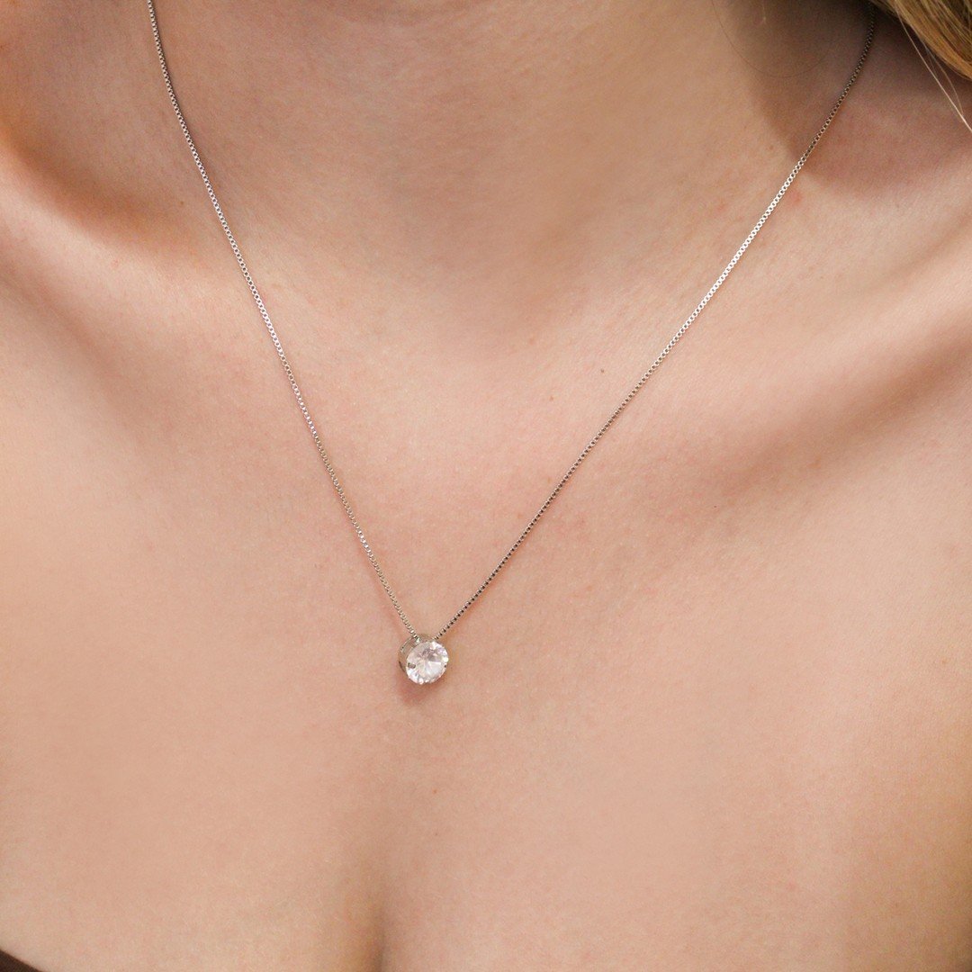 CONJUNTO COLAR E BRINCO PONTO DE LUZ ALICE ZIRCÔNIA FOLHEADO A OURO 18K Dourado 2