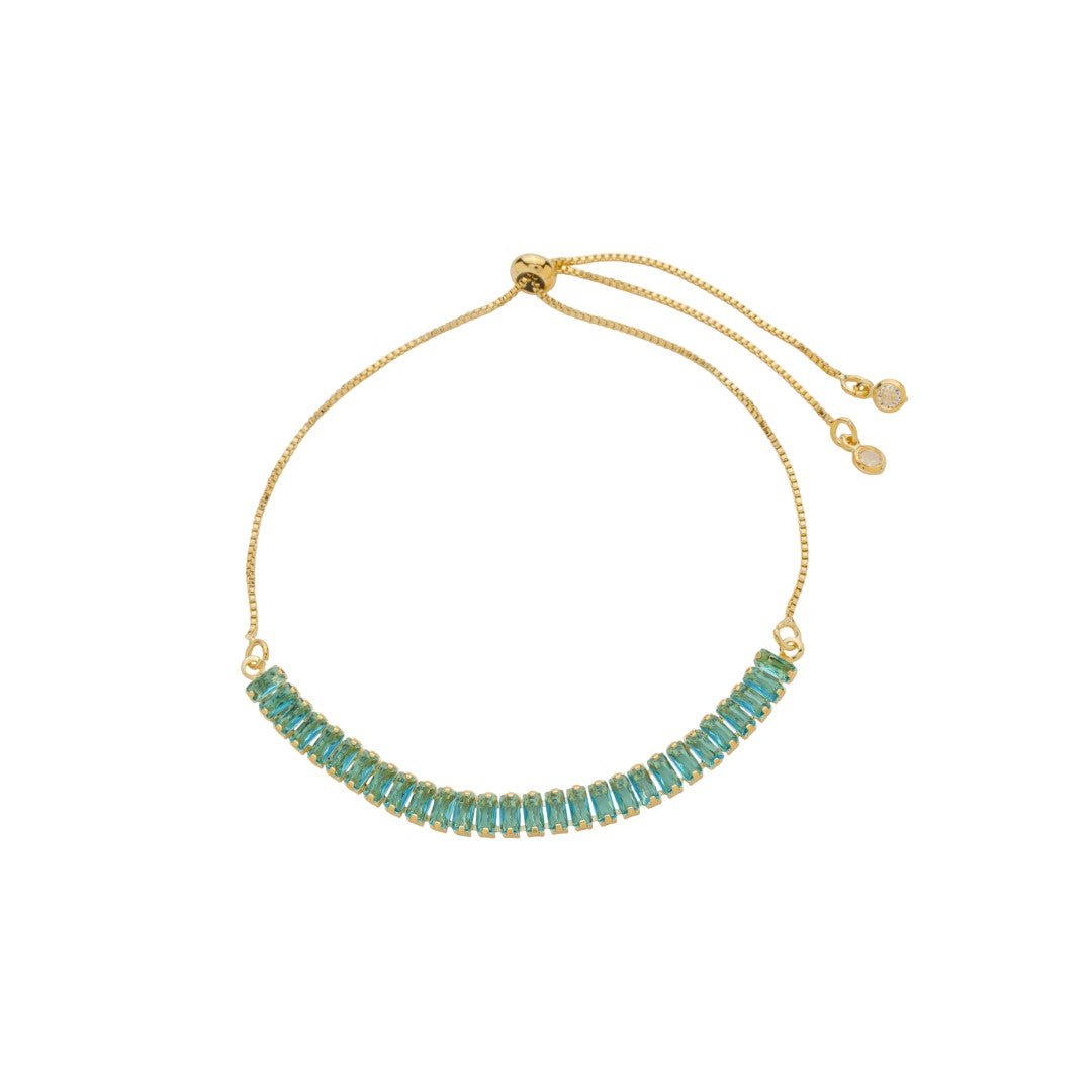 PULSEIRA RIVERA TAYLOR ZIRCÔNIA AZUL FOLHEADA À OURO 18K