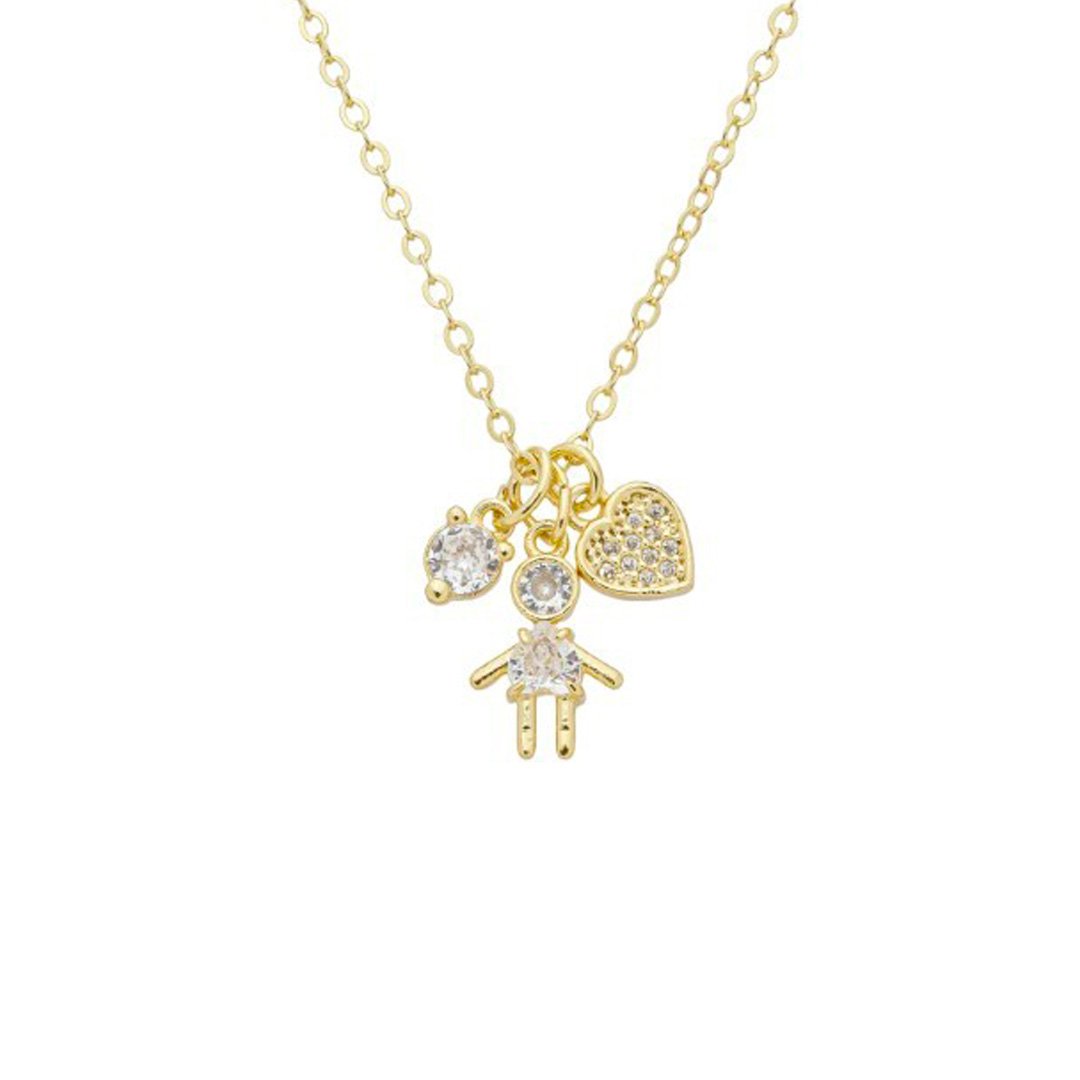 COLAR PINGENTES MENINA ZIRCÔNIAS FOLHEADO À OURO 18K Dourado 2