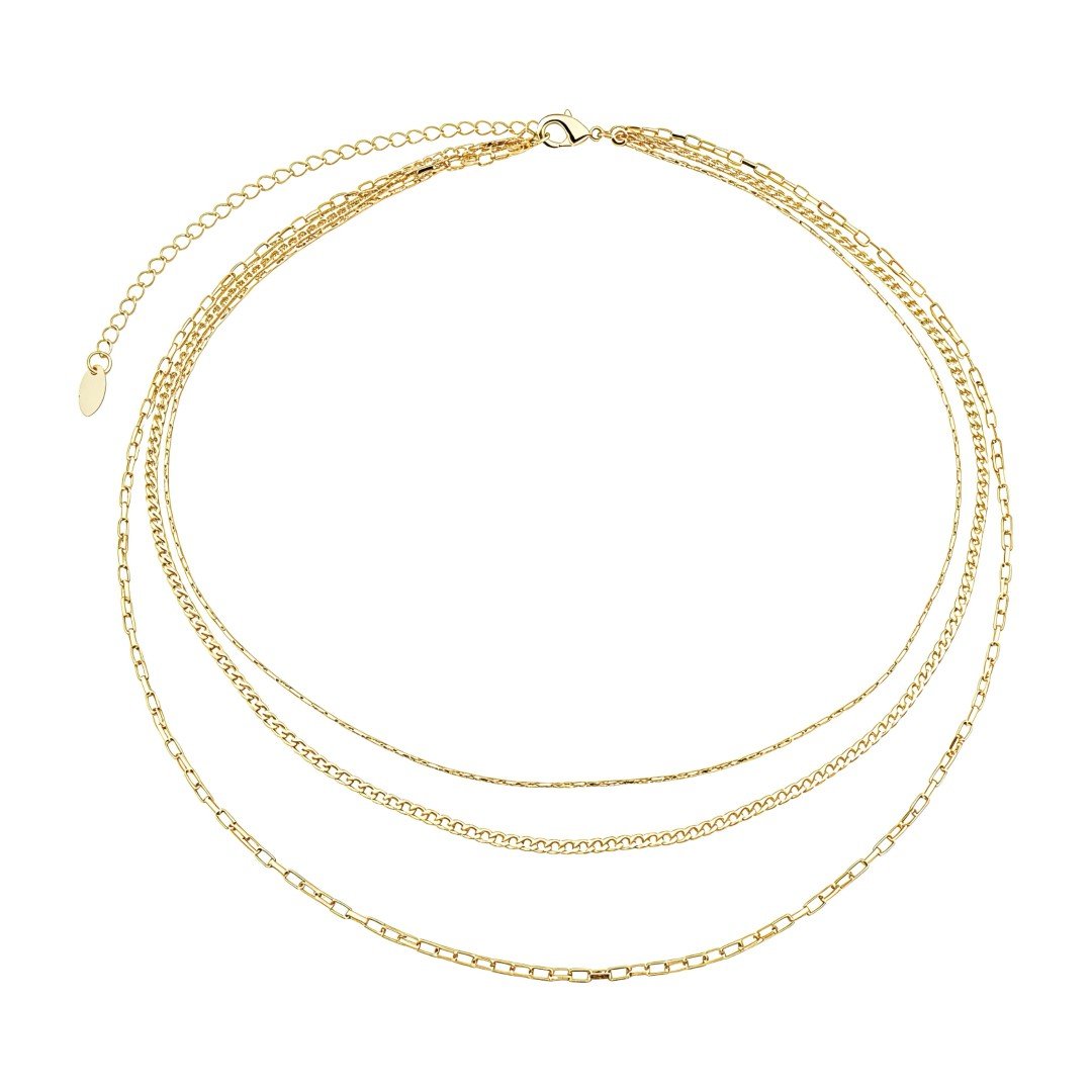 CHOKER TRÊS VOLTAS LIA FOLHEADA A OURO 18K