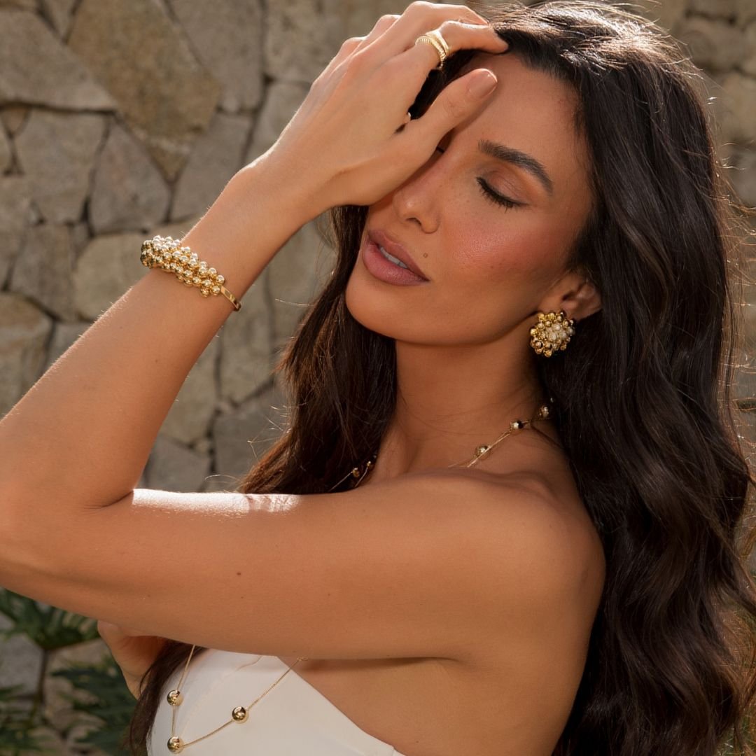 BRACELETE GAYA ESFERAS FOLHEADO A OURO 18K Dourado 4