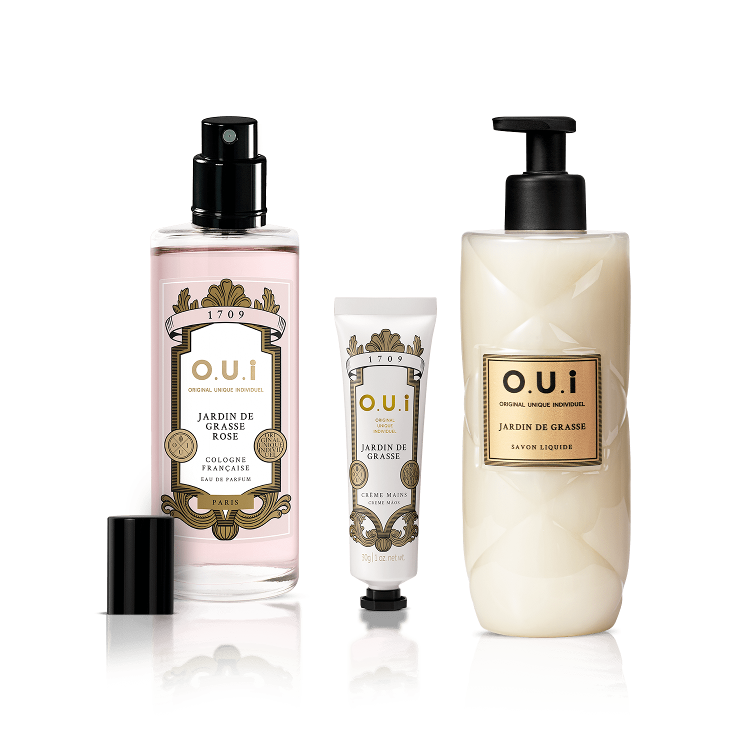 Combo O.U.i Jardin De Grasse: Eau De Parfum Rose 100ml + Sabonete Líquido 400ml + Creme para as Mãos 30g ÚNICO 1