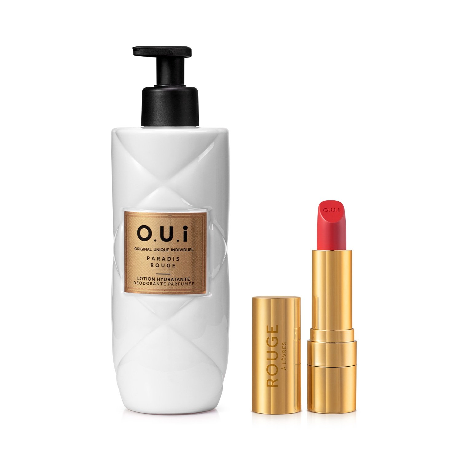 Combo Rouge: Loção Hidratante Paradis Rouge 400ml + Batom Vermelho Rouge à Lèvres 3,5g ÚNICO 1