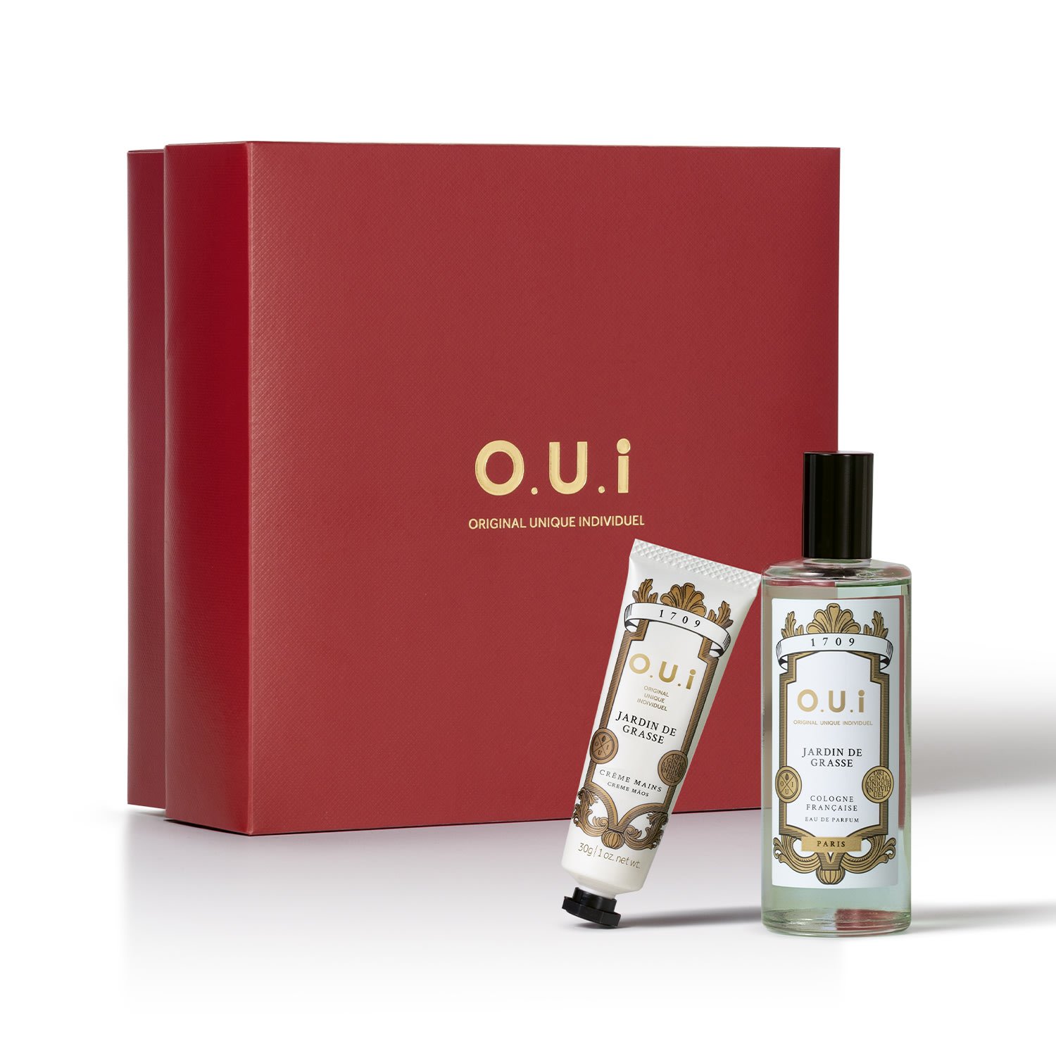 Combo O.U.I Jardin De Grasse Eau de Parfum 100ml + Creme de Mãos 30g + Caixa