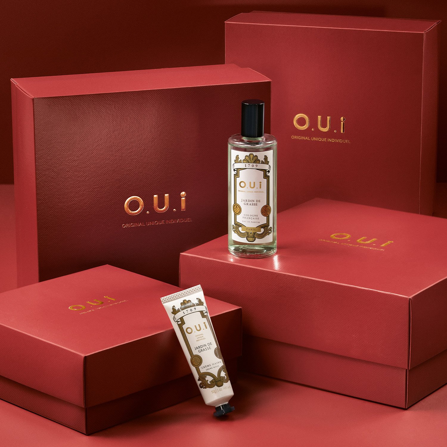 Combo O.U.I Jardin De Grasse Eau de Parfum 100ml + Creme de Mãos 30g + Caixa ÚNICO 2