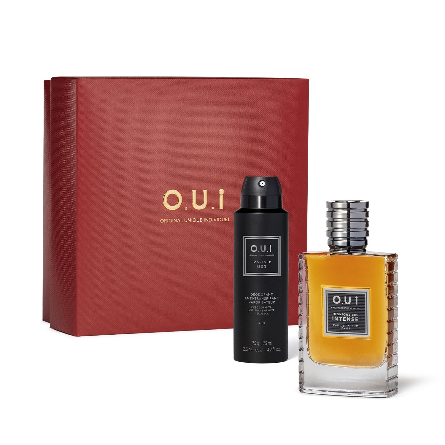 Combo O.U.I Iconique 001: Eau De Parfum 75ml + Desodorante Aerosol 75g + Caixa M ÚNICO 1