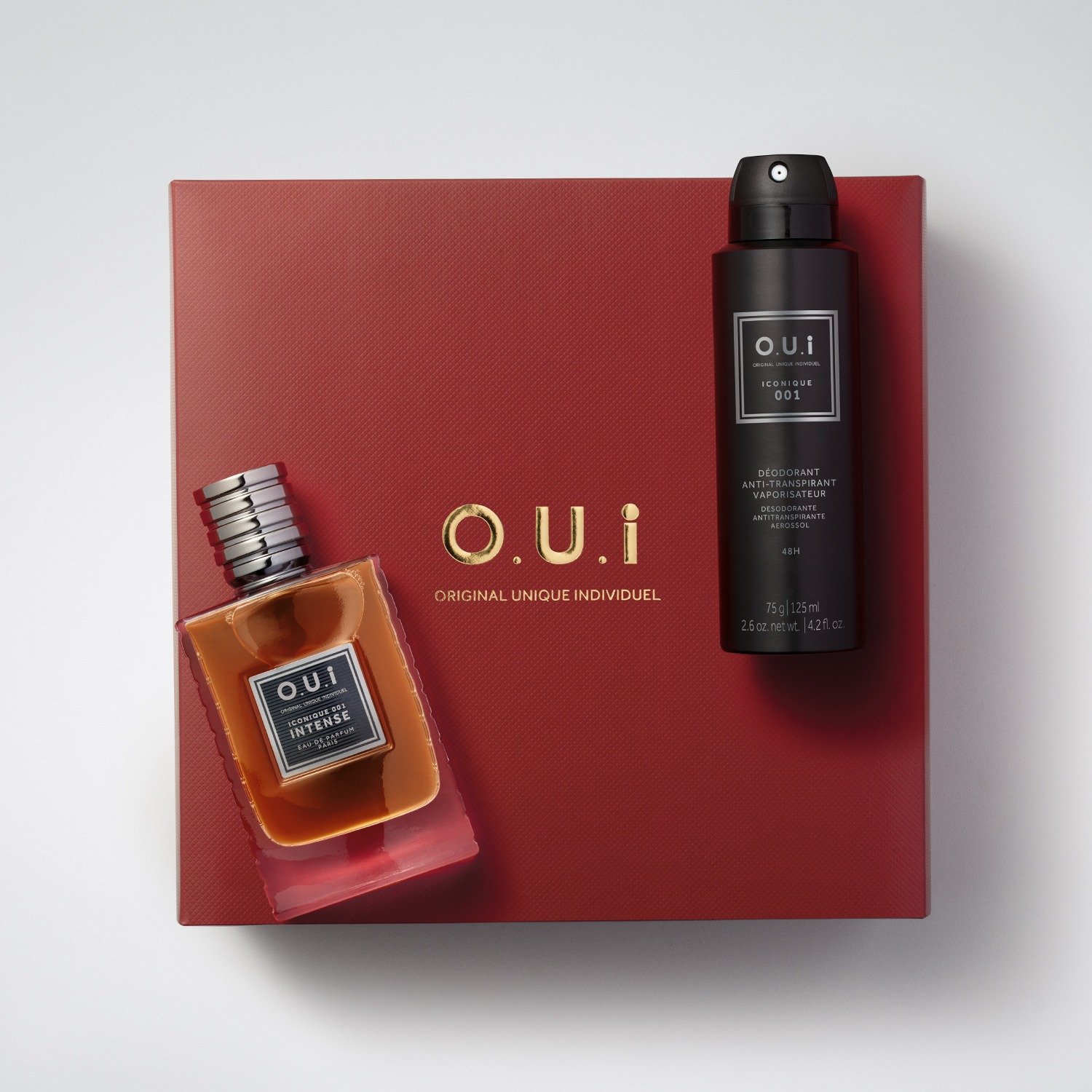 Combo O.U.I Iconique 001: Eau De Parfum 75ml + Desodorante Aerosol 75g + Caixa M ÚNICO 2