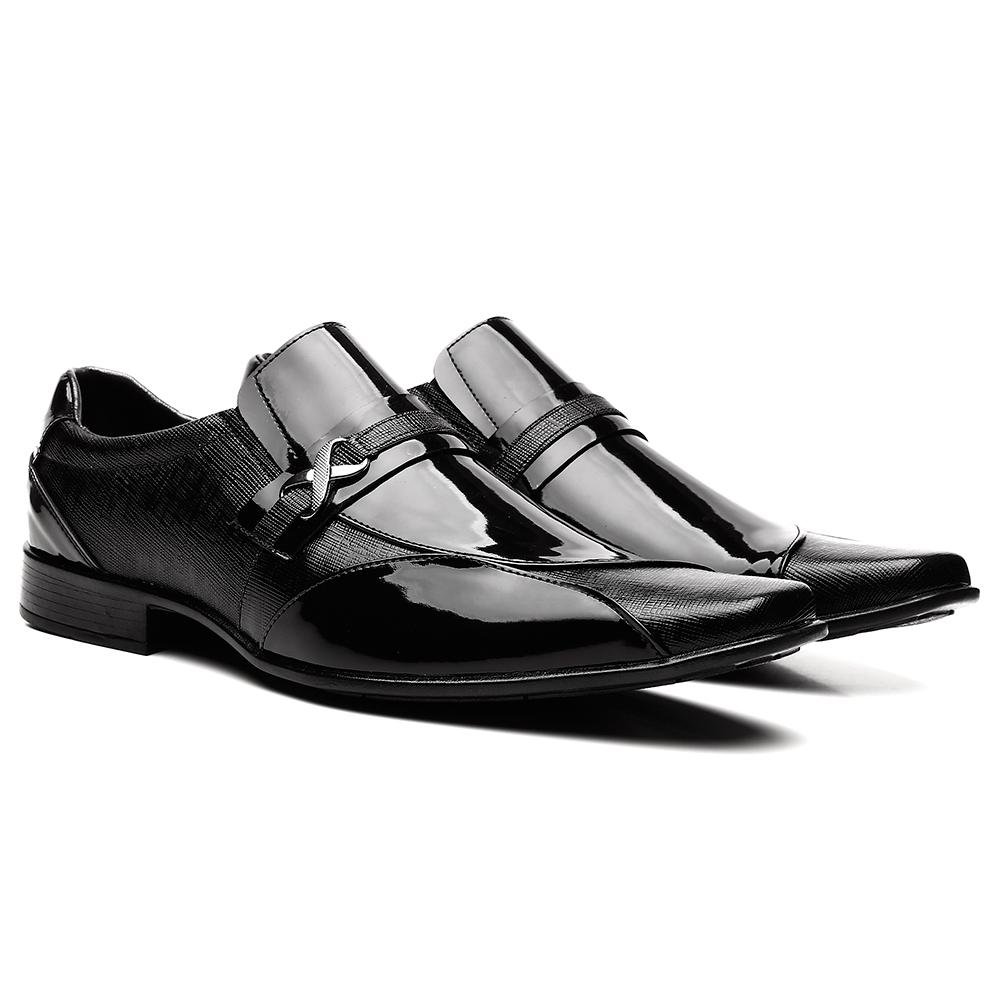 Sapato Social Masculino Venetto Verniz Bico Quadrado Conforto Preto 1