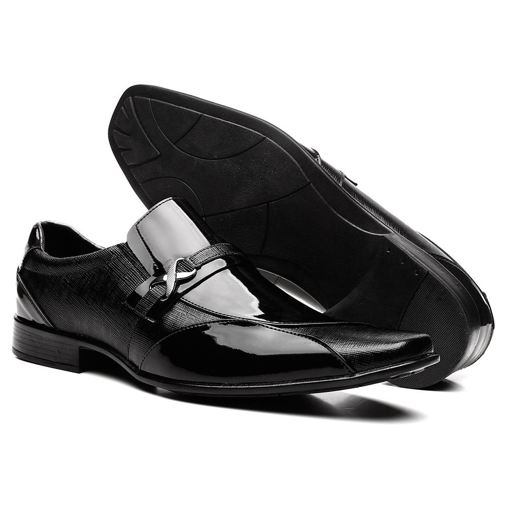 Sapato Social Masculino Venetto Verniz Bico Quadrado Conforto Preto 2