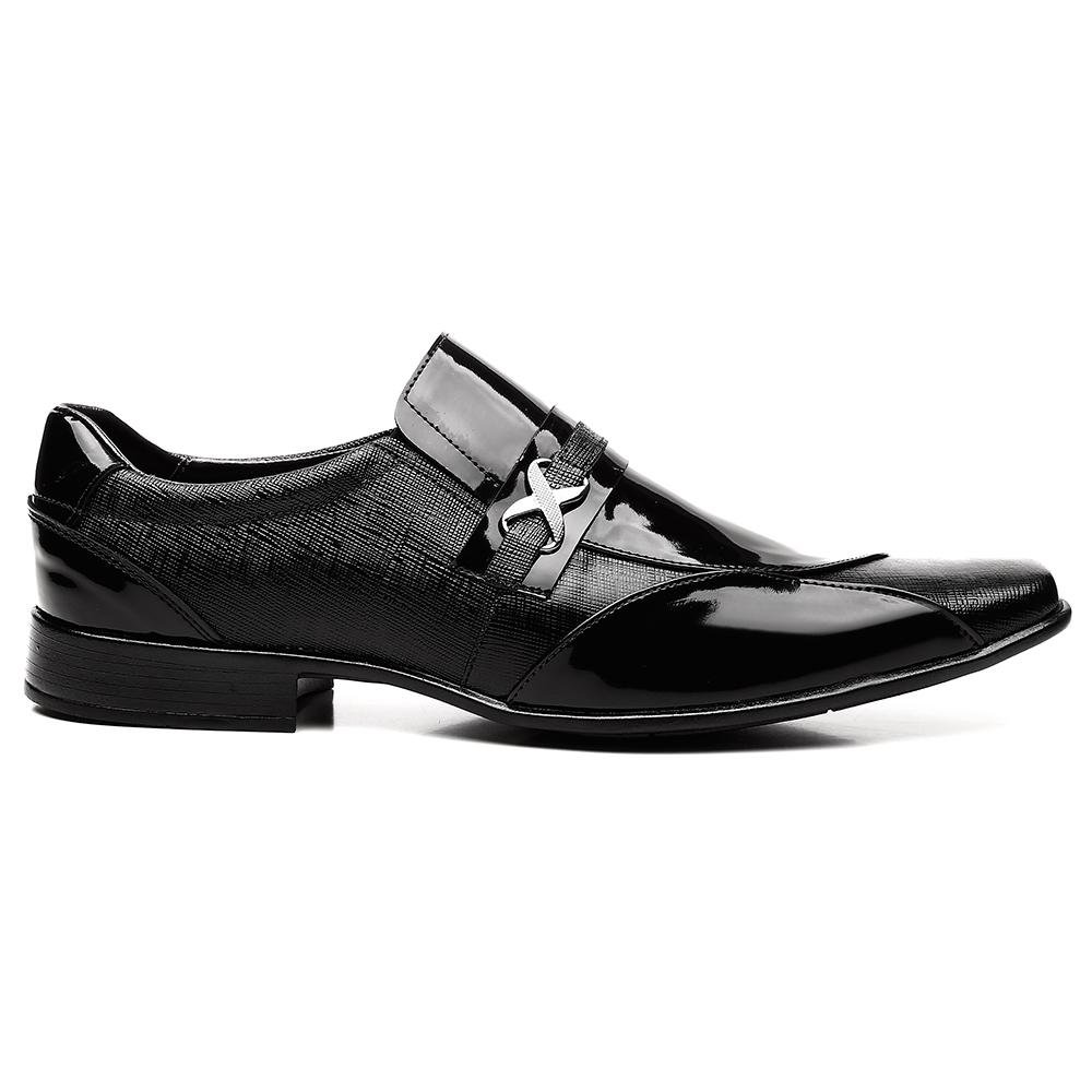 Sapato Social Masculino Venetto Verniz Bico Quadrado Conforto Preto 3