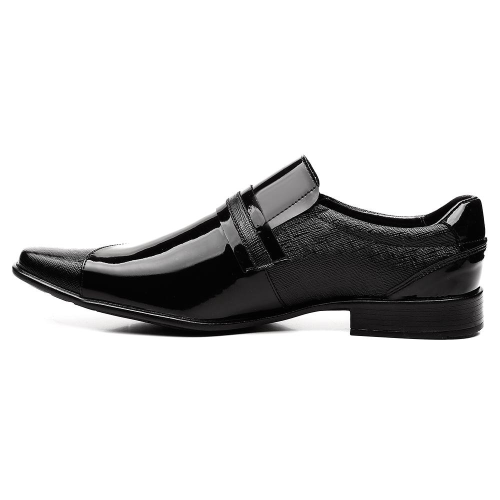 Sapato Social Masculino Venetto Verniz Bico Quadrado Conforto Preto 4