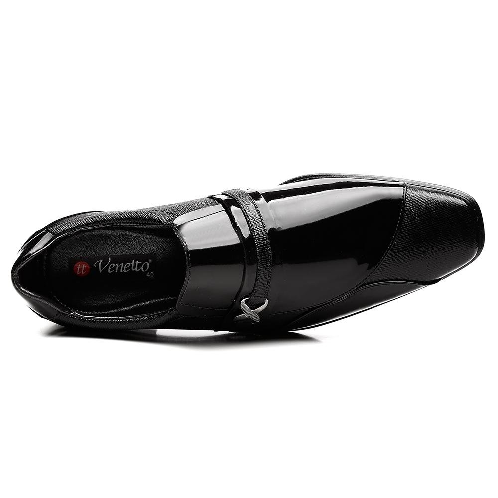 Sapato Social Masculino Venetto Verniz Bico Quadrado Conforto Preto 5