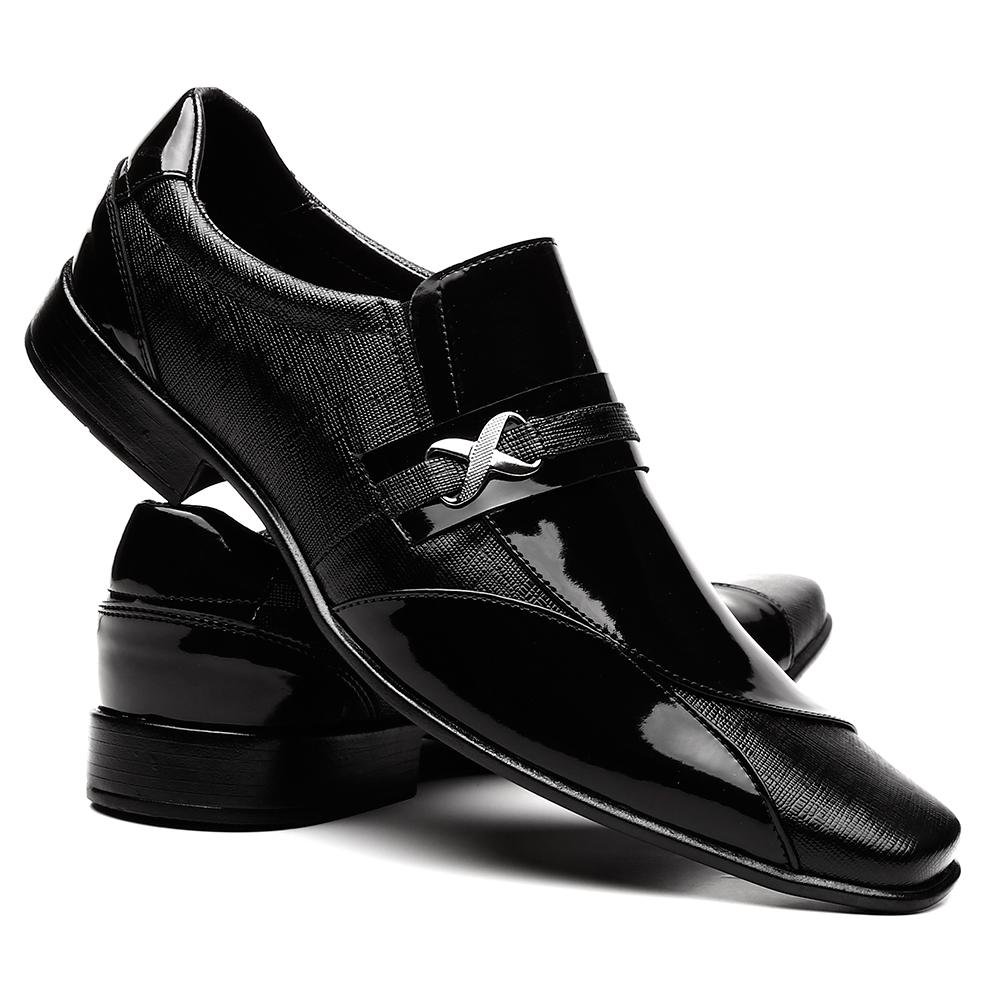 Sapato Social Masculino Venetto Verniz Bico Quadrado Conforto Preto 6