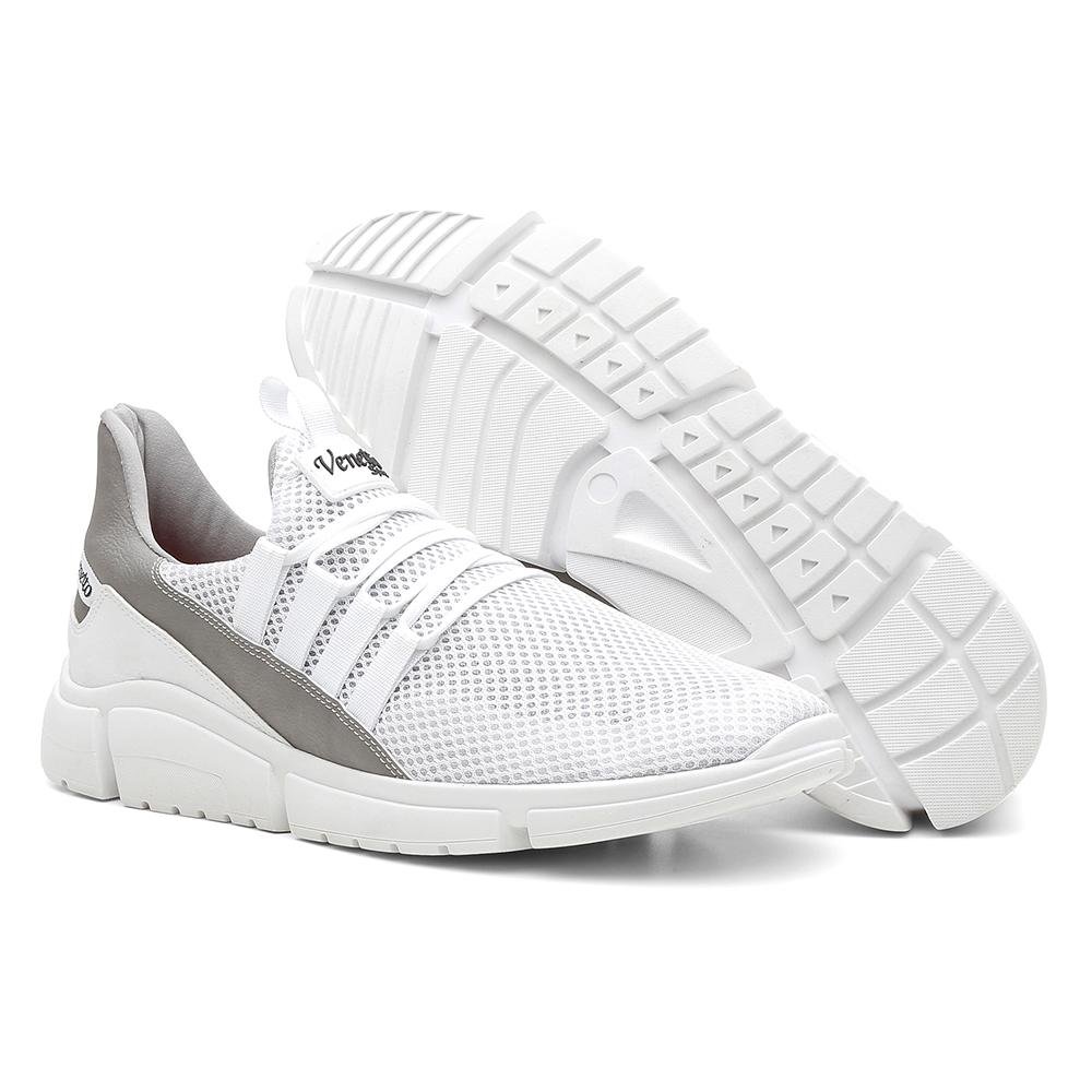 Tênis Masculino Venetto Academia Fitness Leve Confortável Branco 2