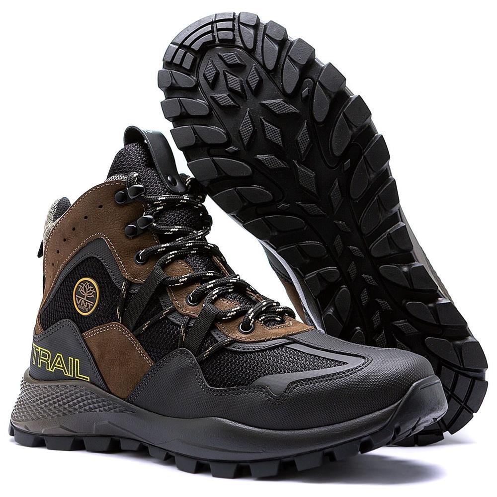 Bota Adventure Masculina Couro Aventuras Moderna Trilas Preto/Marrom 4