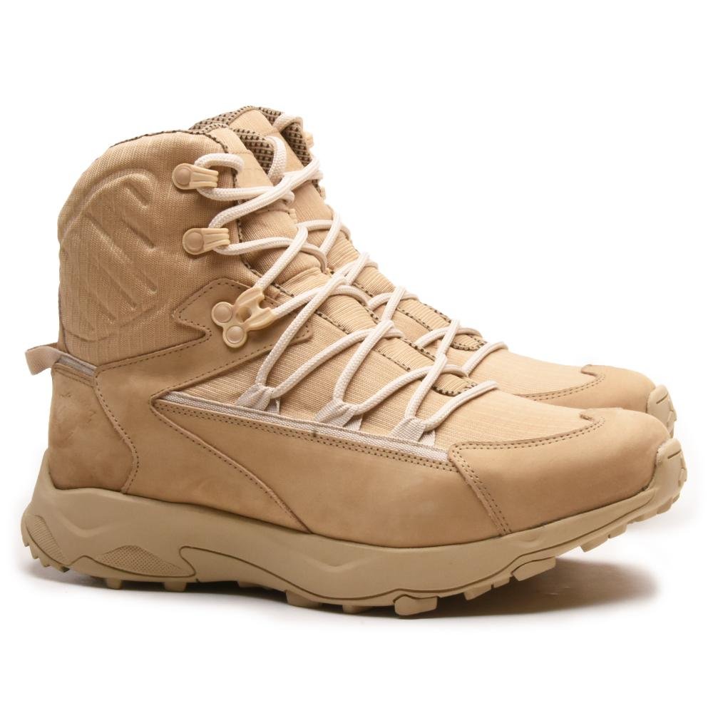 Bota Adventure Masculina Couro Trilas Aventuras Moderna Bege 2