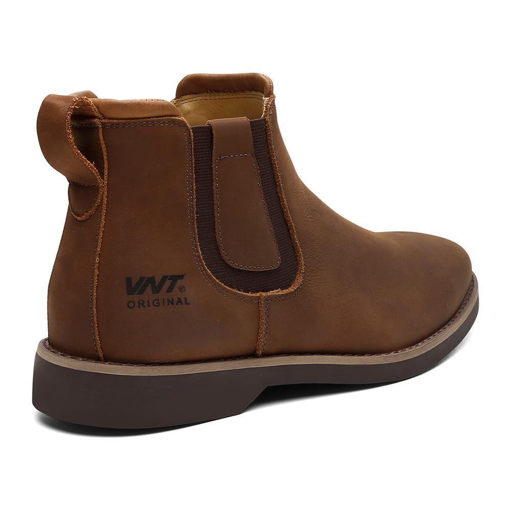 Bota Chelsea Masculina Couro Botina Elástico Ajustável Marrom 4