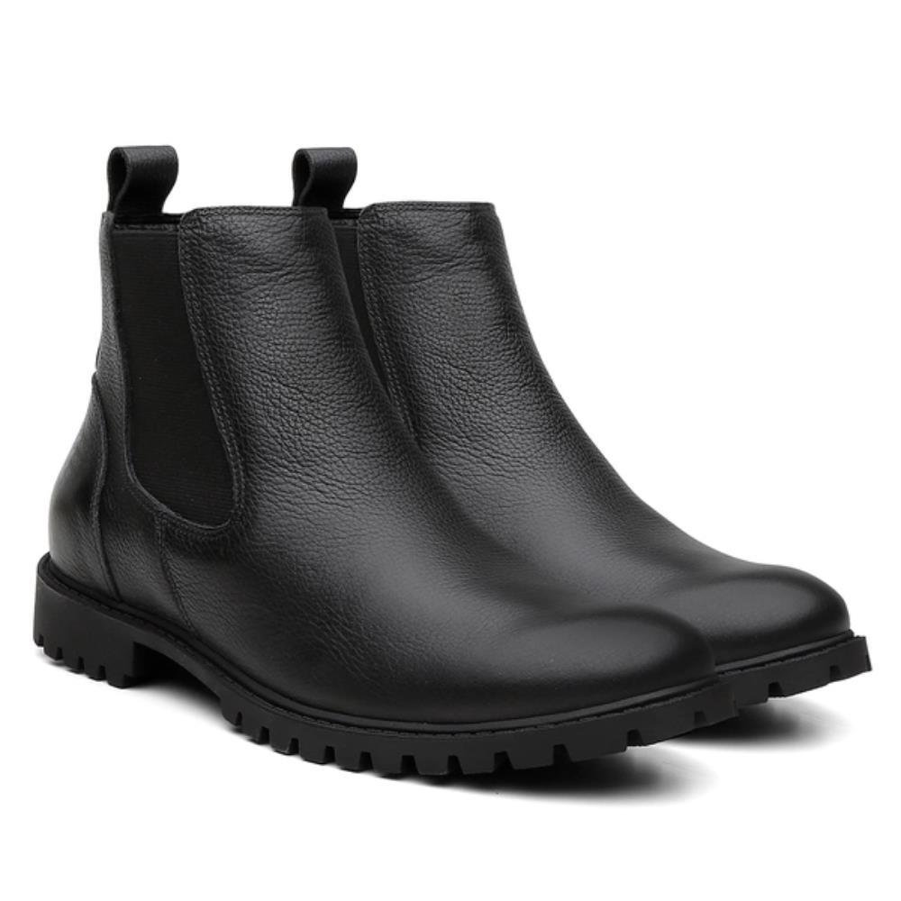 Bota Chelsea Masculina Couro Botina Elástico Resistente Preto 2
