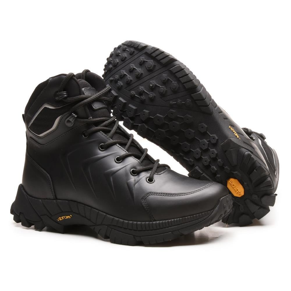 Bota Masculina Adventure Couro Impermeável Trilas Aventuras Preto 6