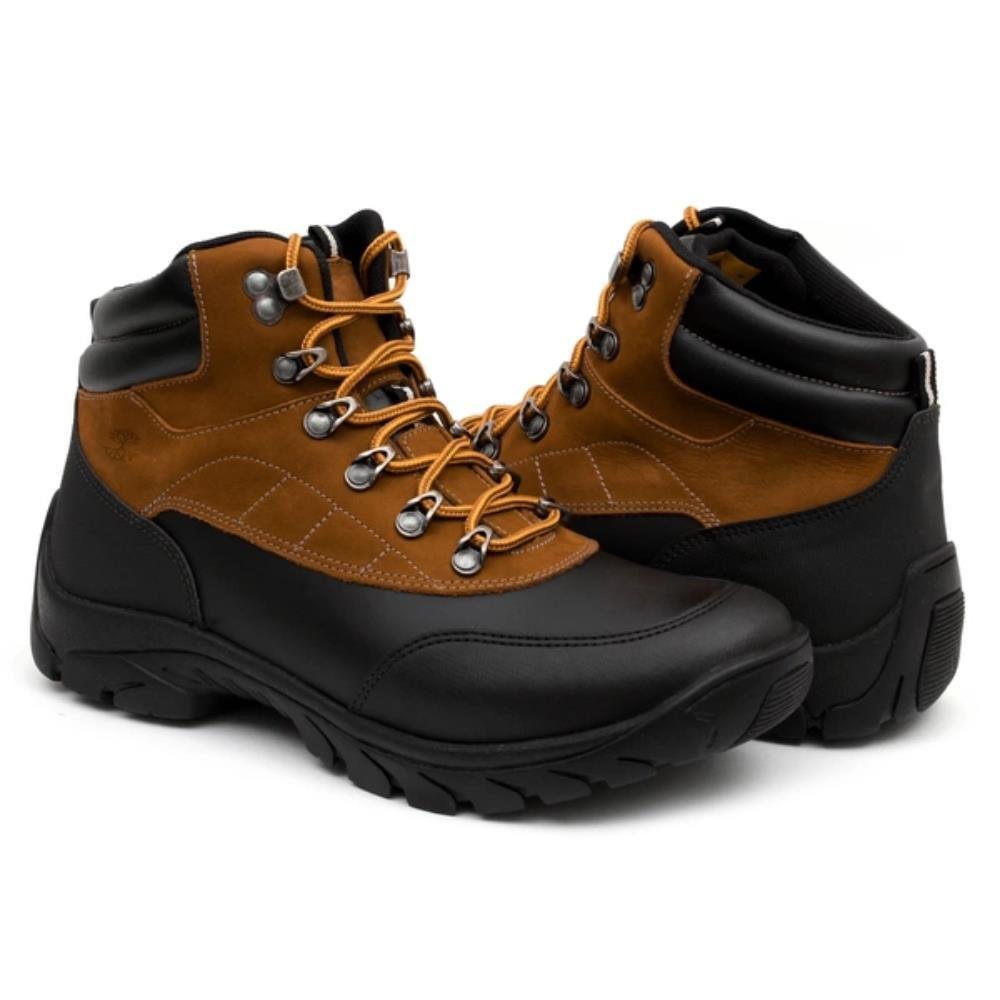 Bota Masculina Couro Cano Curto Adventure Trilhas Esportiva Preto/Marrom 3
