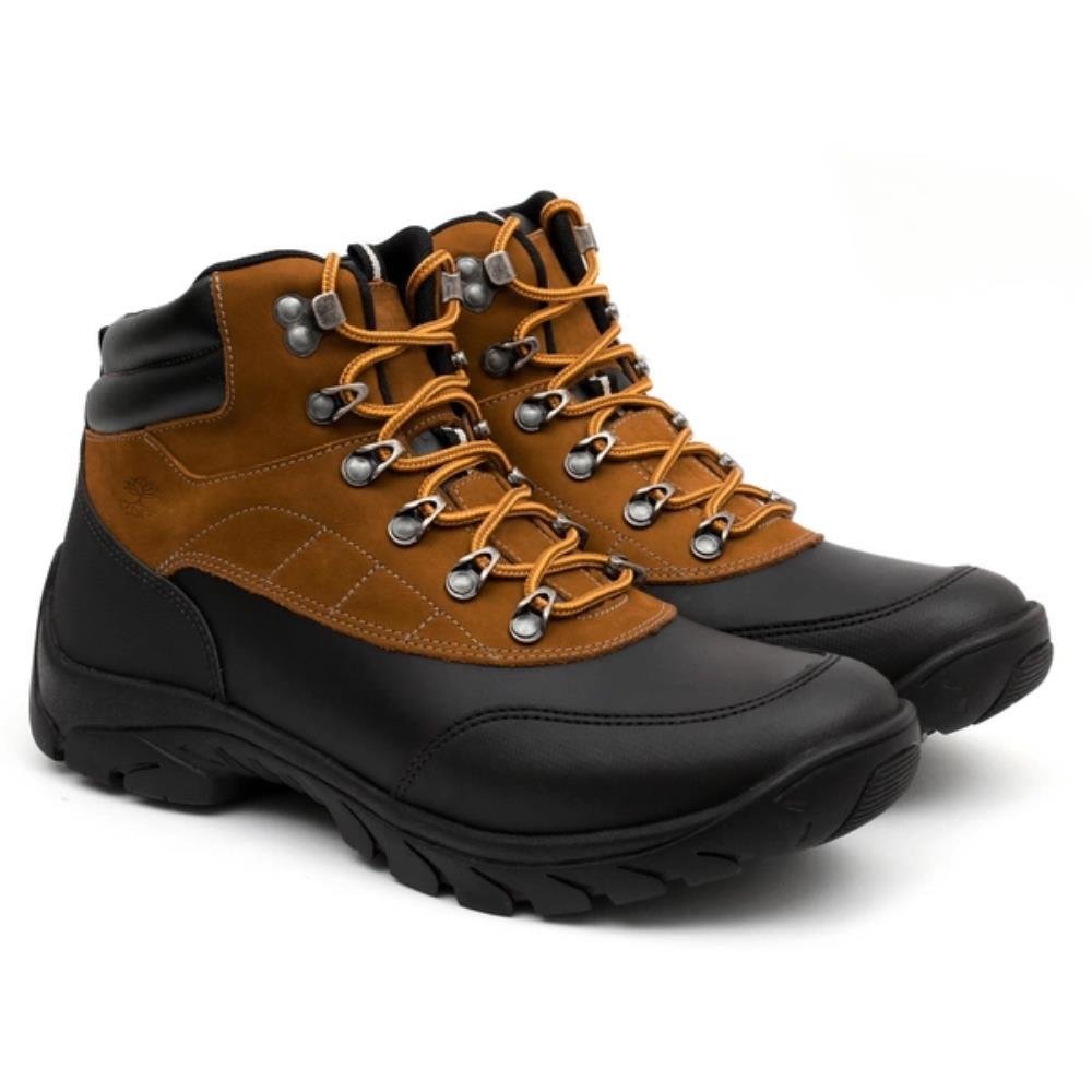 Bota Masculina Couro Cano Curto Adventure Trilhas Esportiva Preto/Marrom 1
