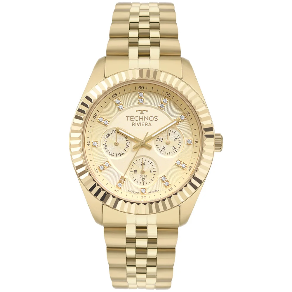 Relógio Technos Feminino Riviera Dourado - 6P79BW/1X Multicores 1