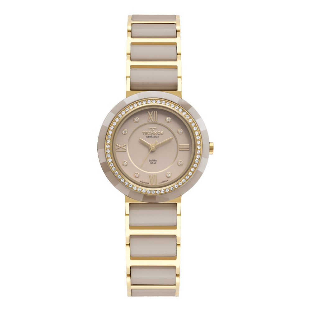 Relógio Technos Feminino Ceramic/saphire Dourado - 2036MRP/1C Branco/Dourad0 1
