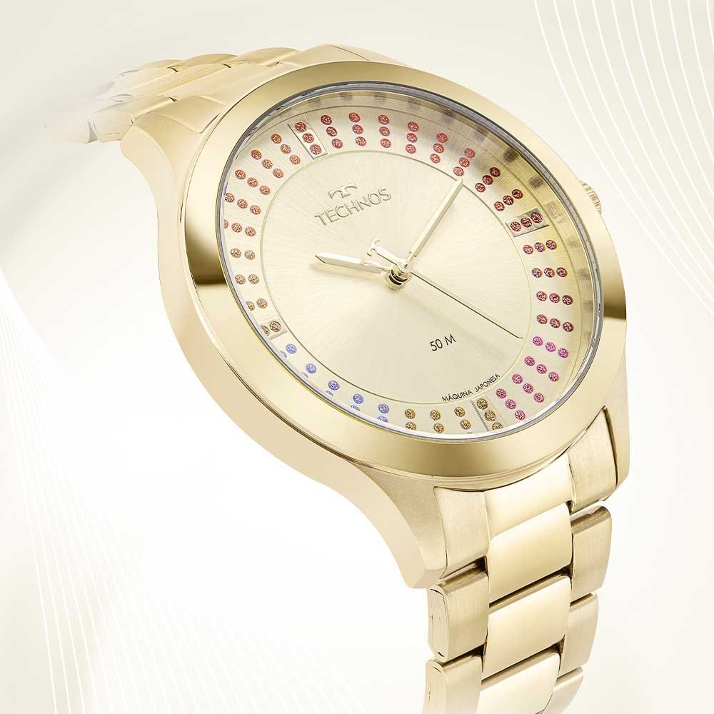Relógio Technos Feminino Brilho Dourado - 2036MQE/1X Multicores 5