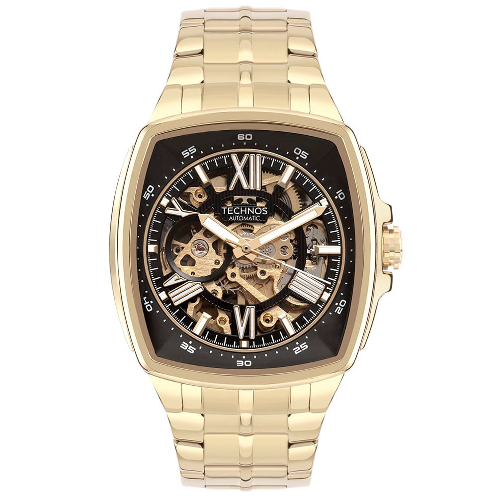 Relógio Technos Masculino Automático Skeleton Dourado - G3265AI/1P Dourado 1