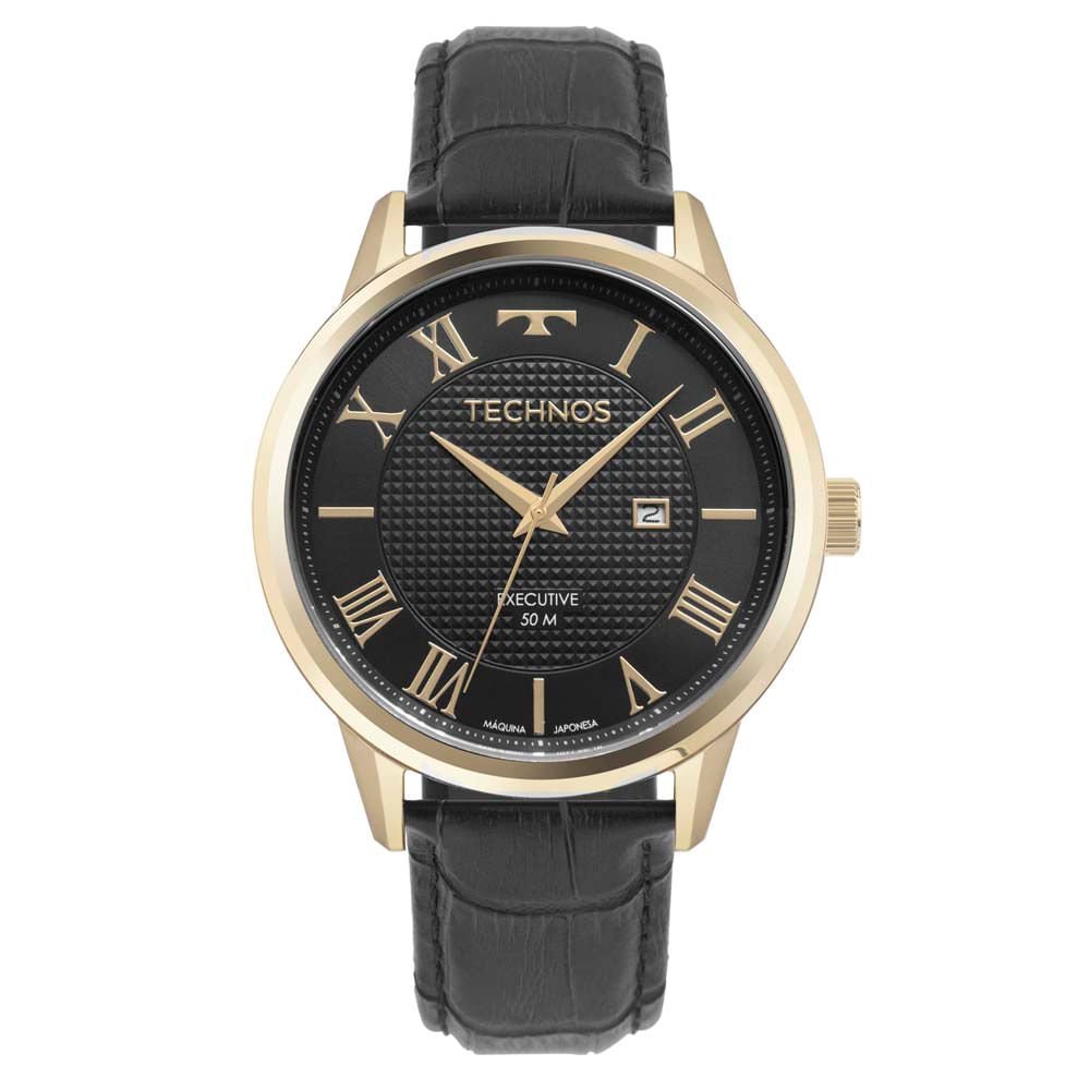 Relógio Technos Masculino Executive Dourado - 2115NCX/0P Preto 1