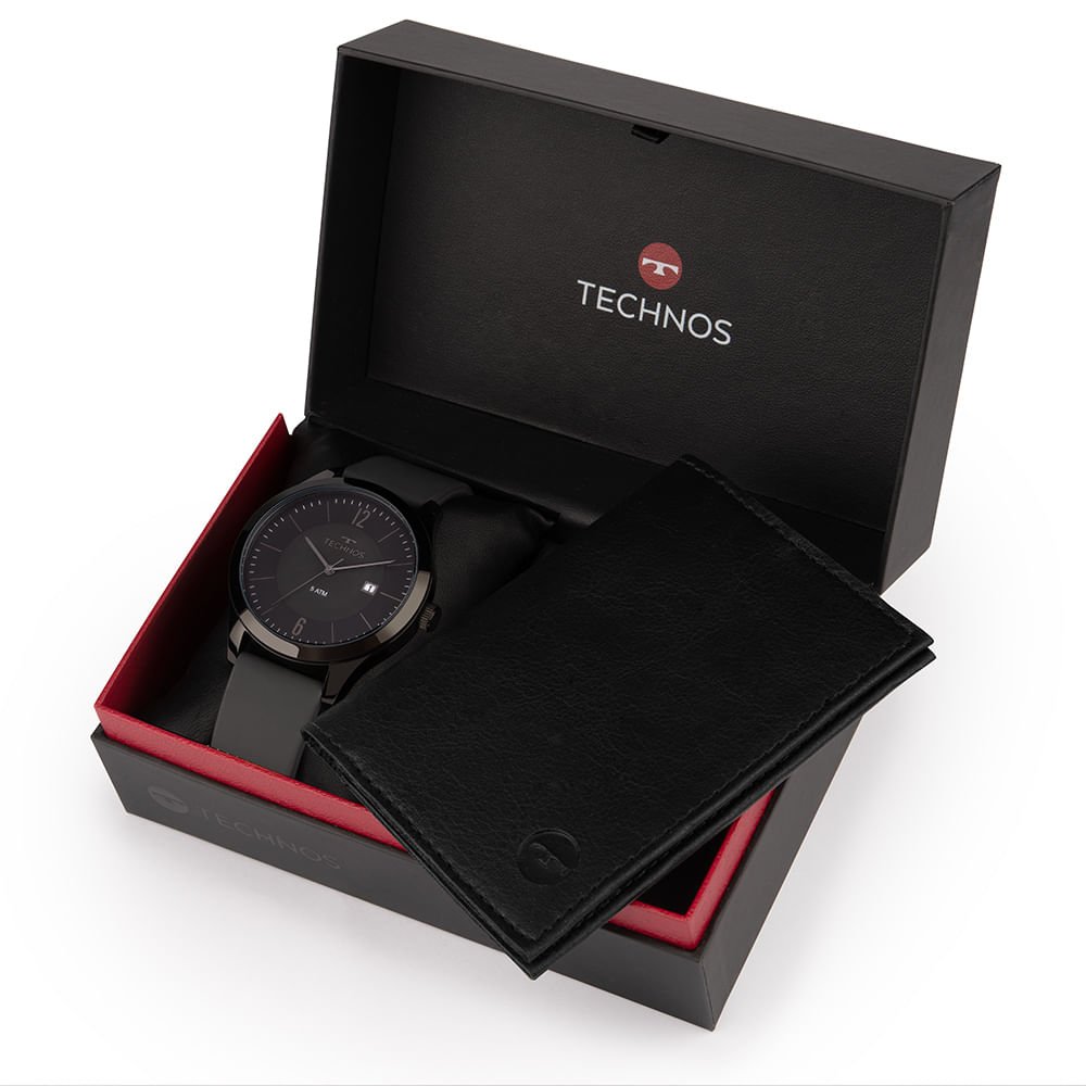 Kit Technos Masculino Steel Preto - 2115MOU/K2P Preto 2