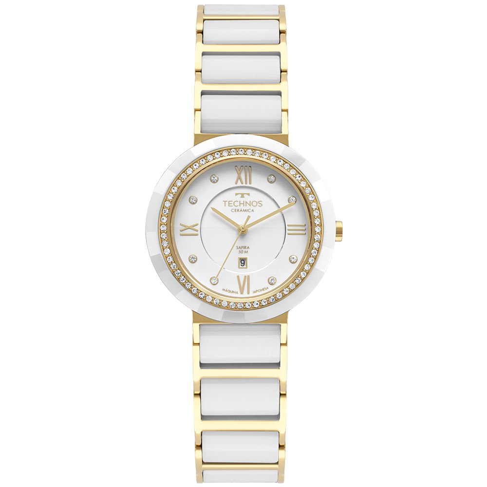 Relógio Technos Feminino Cerâmica Dourado - 2036MRP/1B Branco/Dourado 1