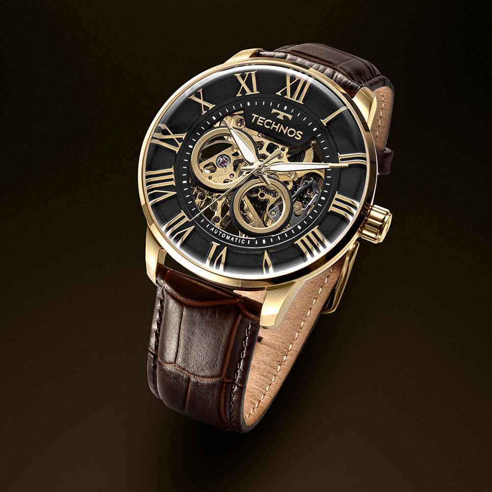 Relógio Technos Masculino Automático Skeleton Dourado - G3265AT/0M Dourado 4