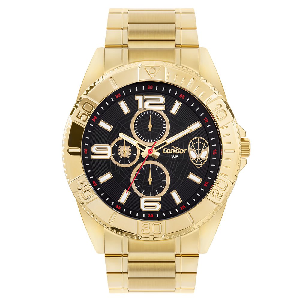 Relógio Condor Masculino Marvel Homem Aranha Dourado - CO6P27AF/I4P