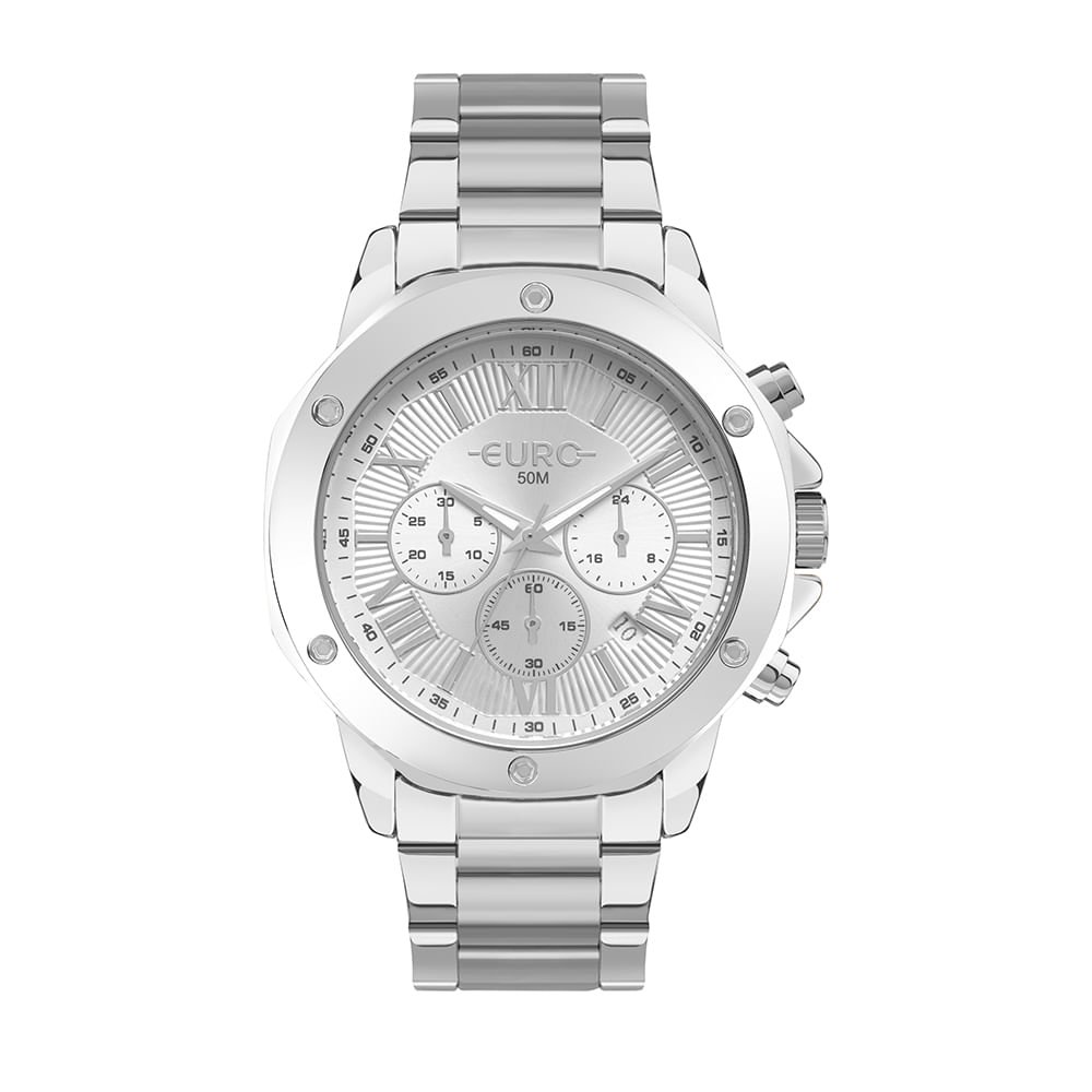 Relógio Euro Feminino Big Case Prata - EUJS25AF/4K