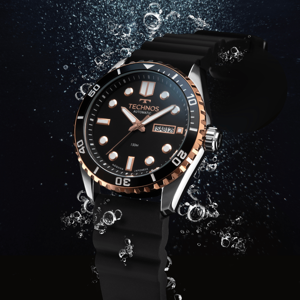 Relógio Technos Masculino Automático Bicolor - 8205PB/2P Preto 4