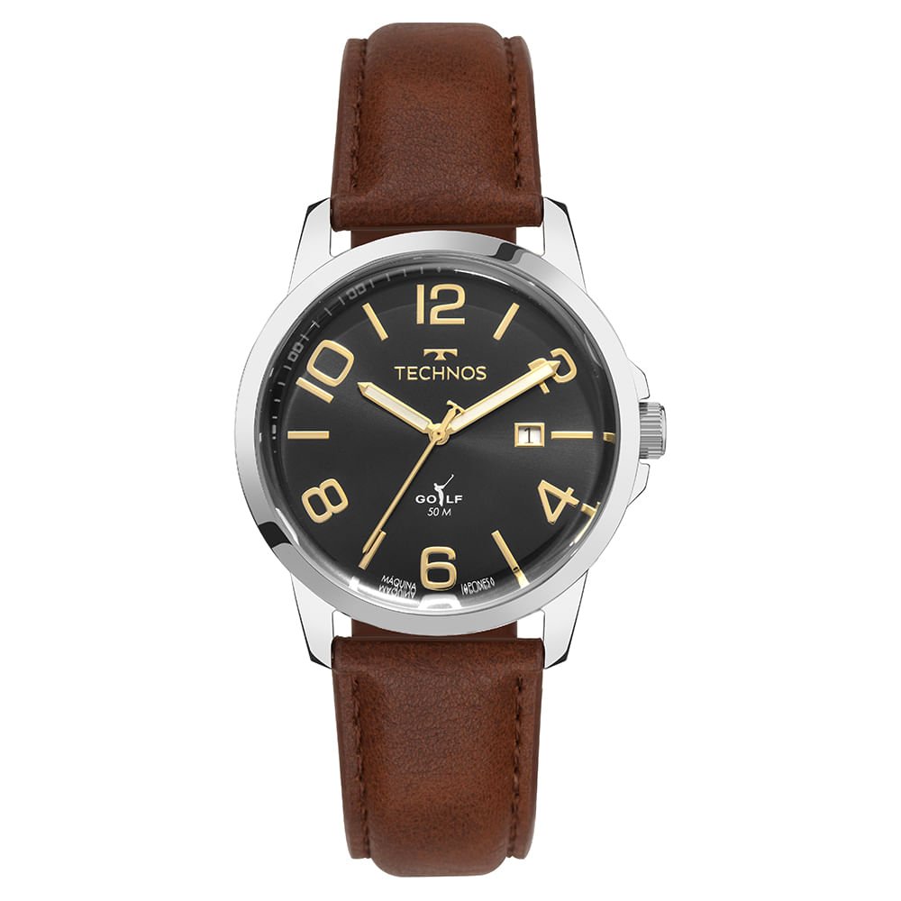 Relógio Technos Masculino Golf Prata - 2115TZO/0P Marrom 1