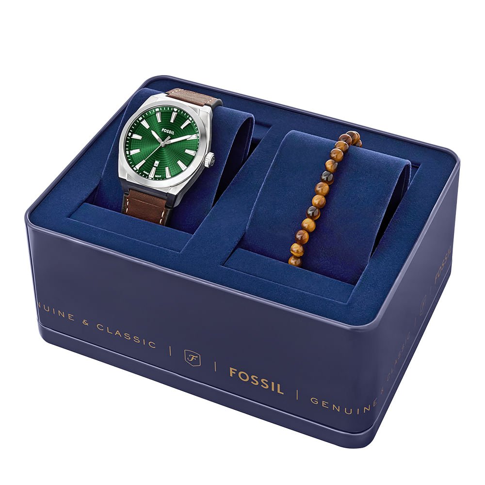 Kit Fossil Masculino Everett Prata - FS6080SET/0VN Prata 6