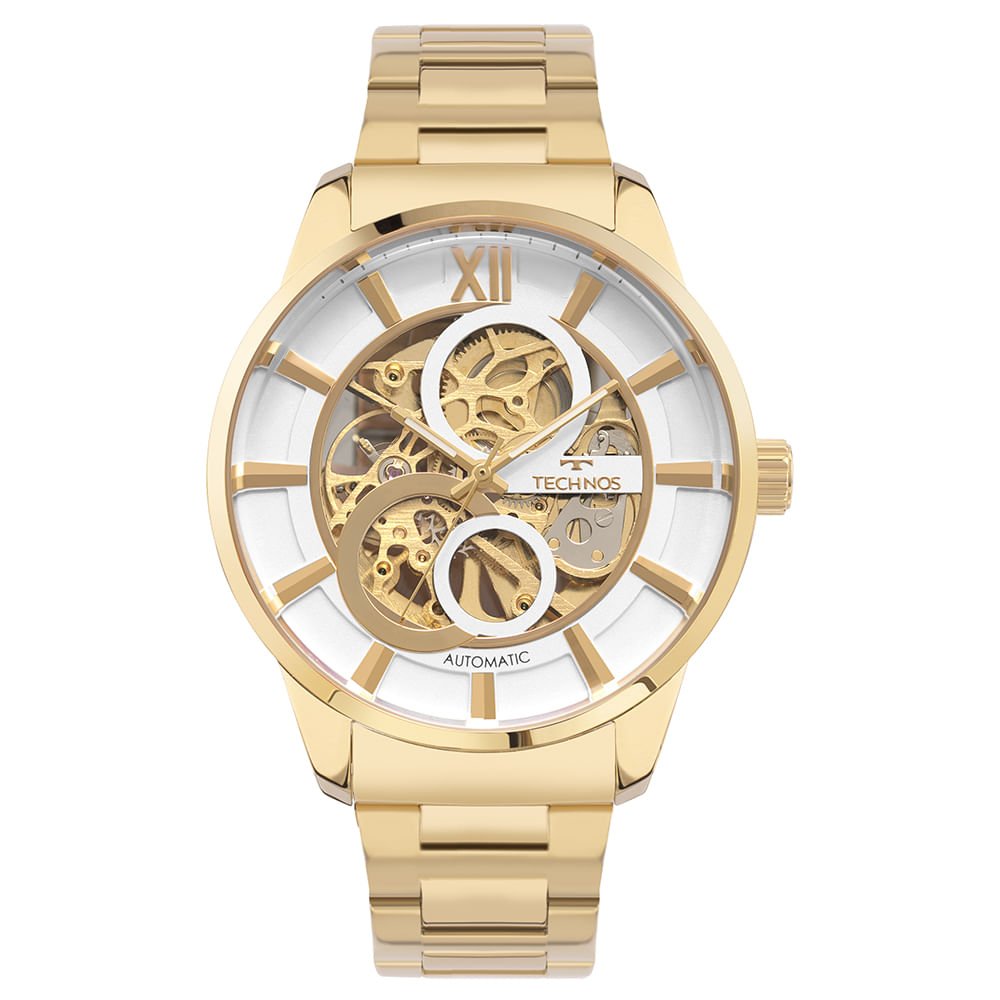 Relógio Technos Masculino Automatico Dourado - G3265AQ/1K