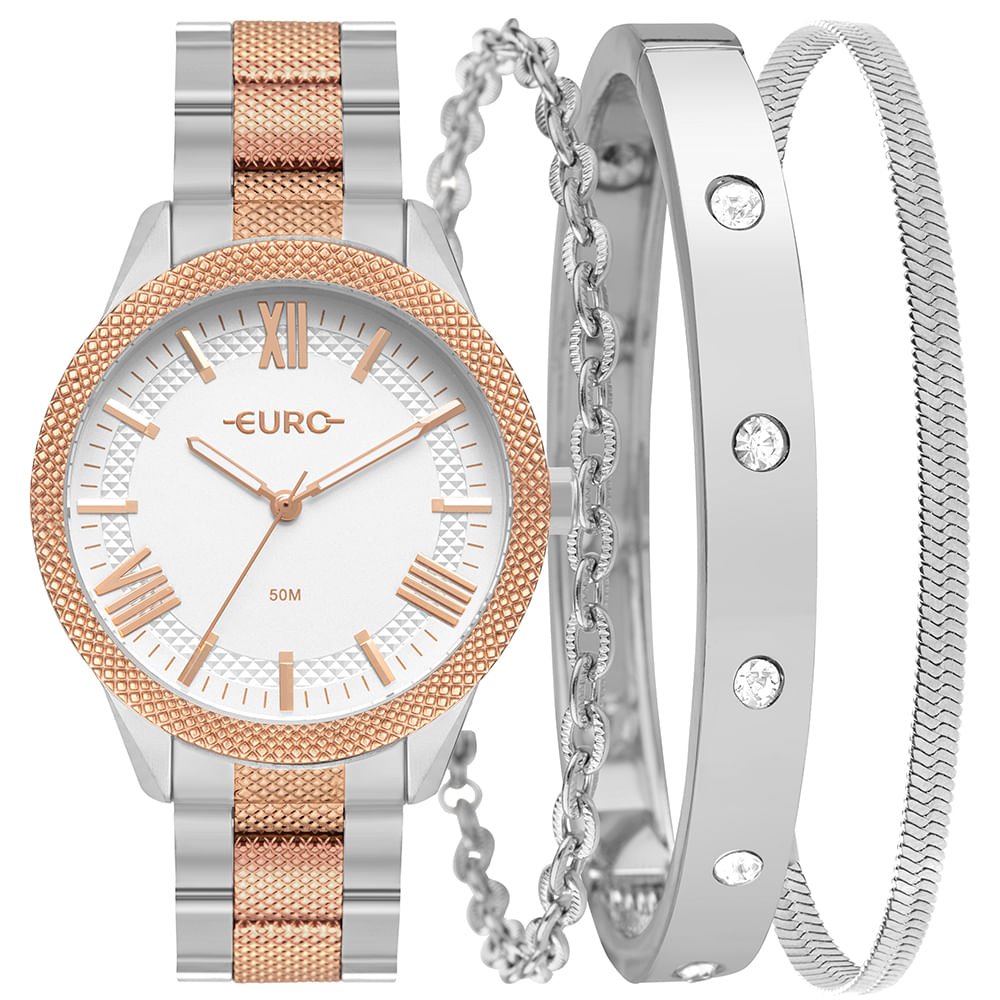 Kit Euro Feminino Soul Bicolor - EU2036YVA/K4J Prata/Rose Gold 1