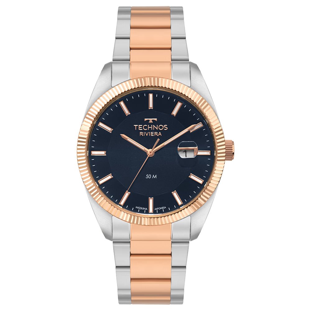 Relógio Technos Masculino Riviera Bicolor - 2317AJ/1A Prata/Bronze
