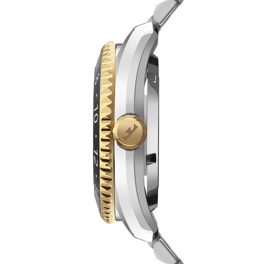 Relógio Technos Masculino Automatico GMT Bicolor - NH34AC/T1P Prata/Dourado 2